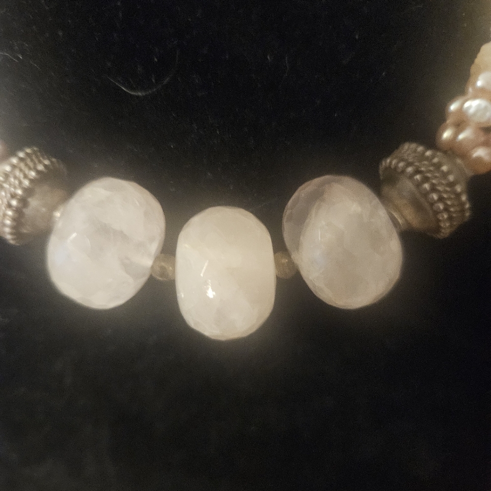 Rose Quartz Multi Strant Statement Necklace - Picture 3 of 7